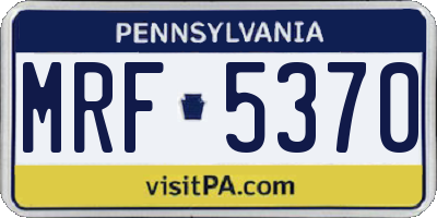 PA license plate MRF5370