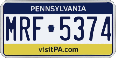 PA license plate MRF5374