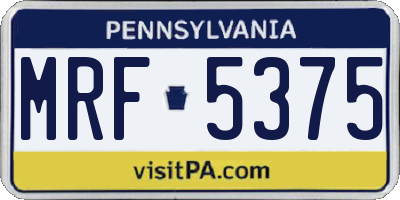PA license plate MRF5375