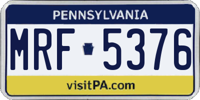PA license plate MRF5376