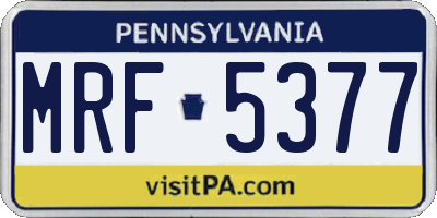 PA license plate MRF5377