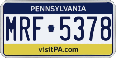 PA license plate MRF5378