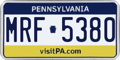 PA license plate MRF5380
