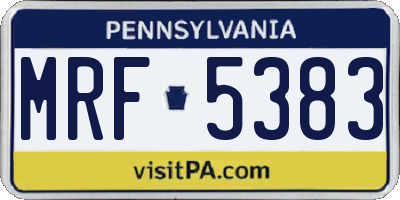 PA license plate MRF5383