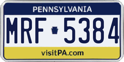 PA license plate MRF5384