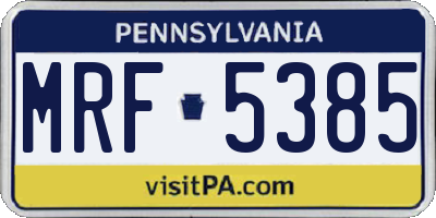 PA license plate MRF5385