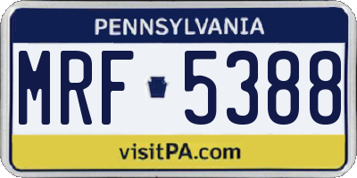 PA license plate MRF5388