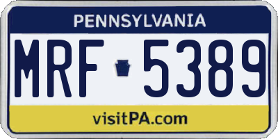 PA license plate MRF5389