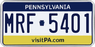 PA license plate MRF5401