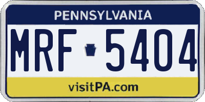 PA license plate MRF5404