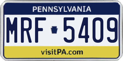 PA license plate MRF5409