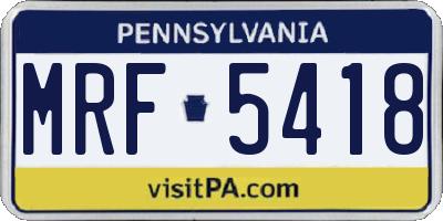 PA license plate MRF5418