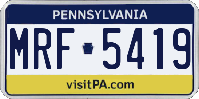 PA license plate MRF5419