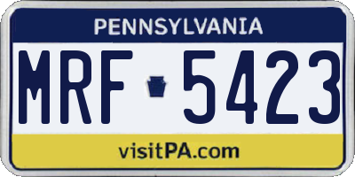 PA license plate MRF5423