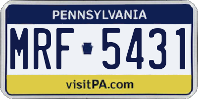 PA license plate MRF5431