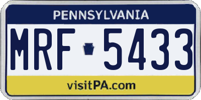 PA license plate MRF5433