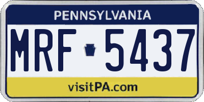 PA license plate MRF5437