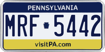 PA license plate MRF5442