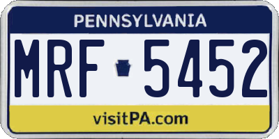 PA license plate MRF5452