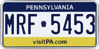 PA license plate MRF5453