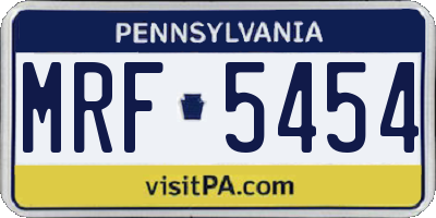 PA license plate MRF5454
