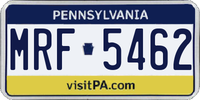 PA license plate MRF5462