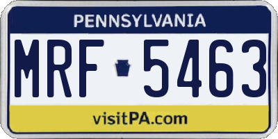 PA license plate MRF5463