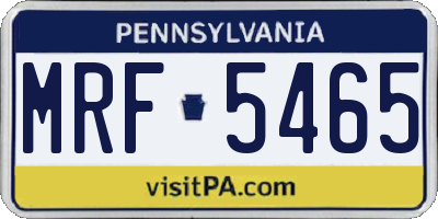 PA license plate MRF5465