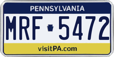 PA license plate MRF5472
