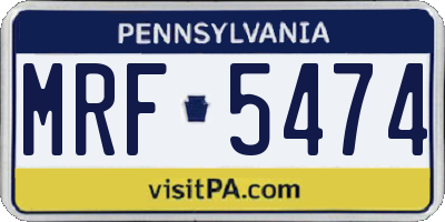 PA license plate MRF5474