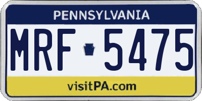 PA license plate MRF5475