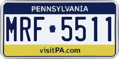 PA license plate MRF5511