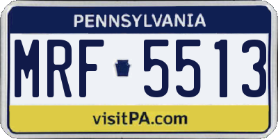 PA license plate MRF5513