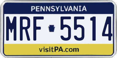 PA license plate MRF5514
