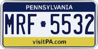 PA license plate MRF5532