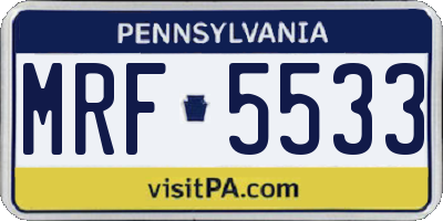 PA license plate MRF5533