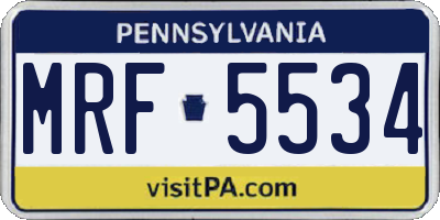 PA license plate MRF5534