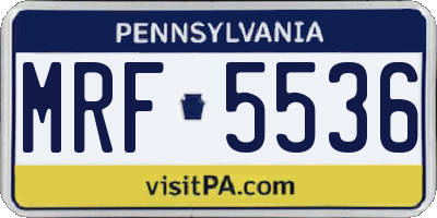 PA license plate MRF5536