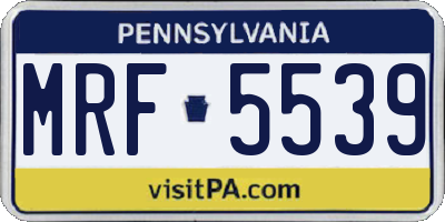 PA license plate MRF5539
