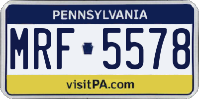 PA license plate MRF5578