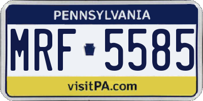 PA license plate MRF5585
