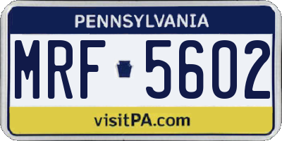 PA license plate MRF5602