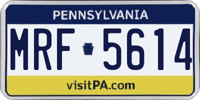PA license plate MRF5614