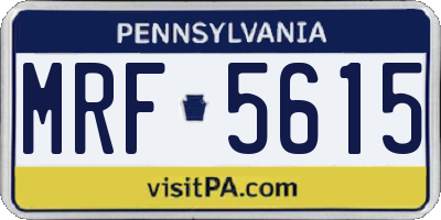 PA license plate MRF5615