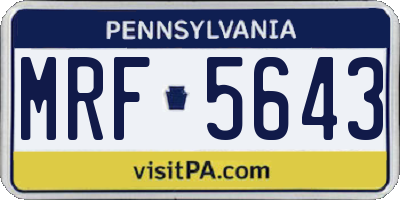 PA license plate MRF5643