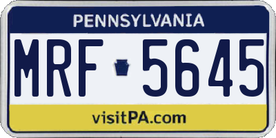 PA license plate MRF5645
