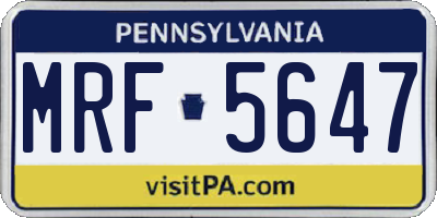 PA license plate MRF5647