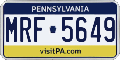 PA license plate MRF5649