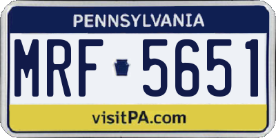 PA license plate MRF5651