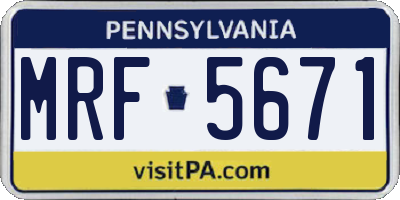 PA license plate MRF5671